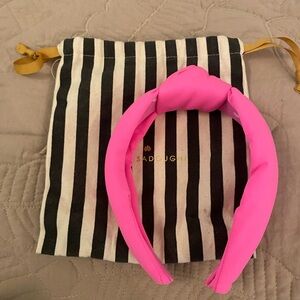 Lele Sadoughi hot pink neoprene headband with dust bag